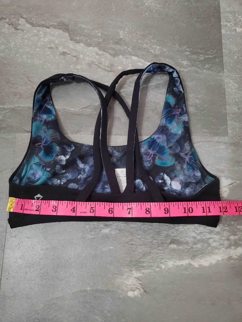 Ivivva By Lululemon Reversible Sports Bra. Black, Floral. Strappy Back. Size 12. - Picture 6 of 6